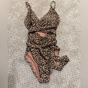 Aerie Leopard Wrap One-Piece Swimsuit